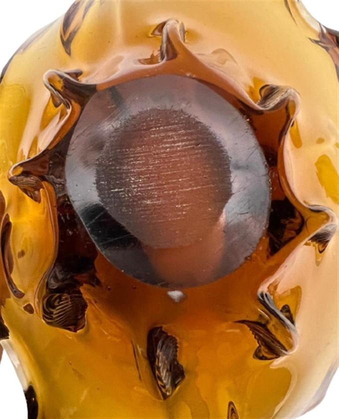 İTALYAN MURANO İŞÇİLİKLİ BÜYÜK BOY BAL RENGİ MASA SEHBA ÜZERİ MEYVA VEYA ŞEKERLİK