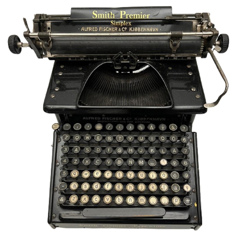 1908 AMERİCAN USA SMİTH PREMİER  TYPEWRITER NO 10 CİFT KLAVYELİ MEKANİK CAM TUŞLU MEKANİK METAL KASA FUL DAKTİLO