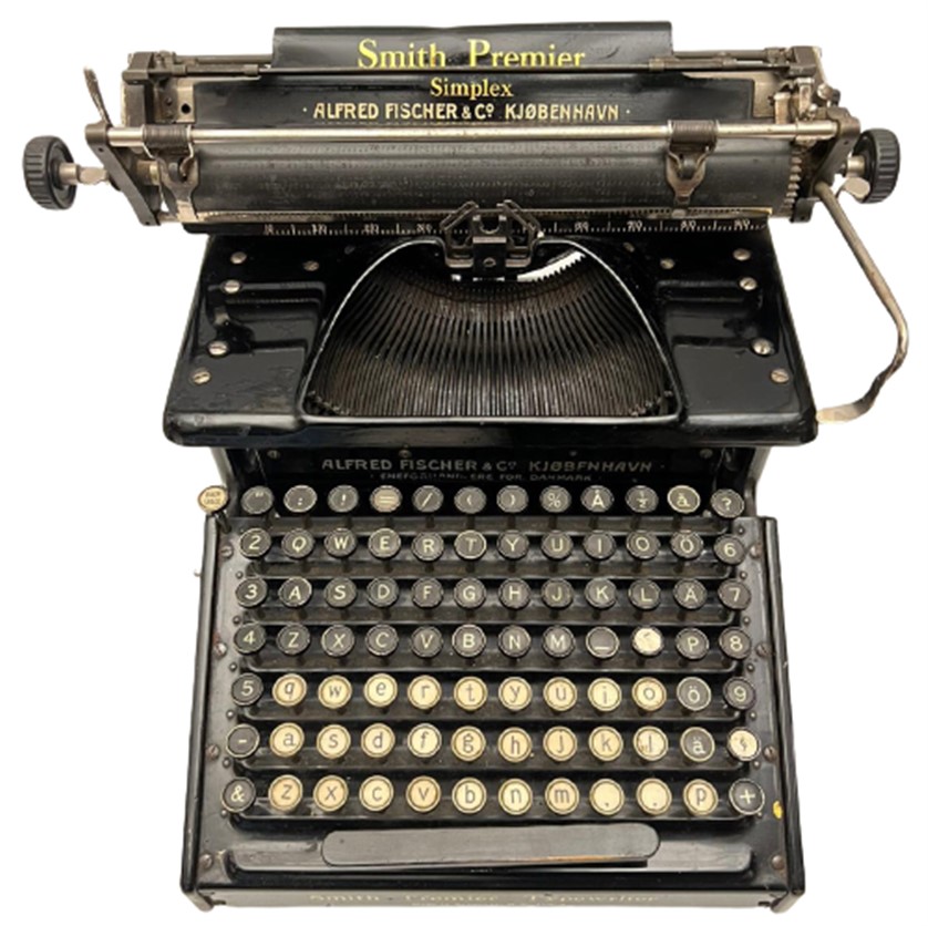 1908 AMERİCAN USA SMİTH PREMİER  TYPEWRITER NO 10 CİFT KLAVYELİ MEKANİK CAM TUŞLU MEKANİK METAL KASA FUL DAKTİLO