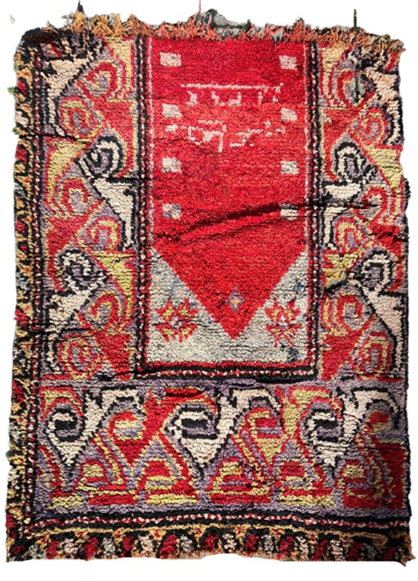 NAMAZLIK EL DOKUMA YÜN KÖK BOYAMA OSMANLI SECCADE ÜZERİNDE OSMANLICA YAZILAR VE YIPRANMALARDA VARDIR