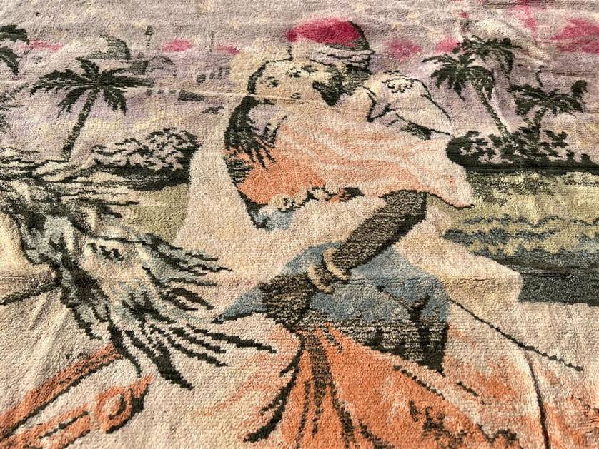 FLOŞ KADİFE DOKUMA SARAYDAN KIZ KACIRMA TEMALI BÜYÜK BOY DUVAR HALISI