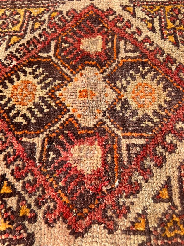 OSMANLI TAMAMI EL DOKUMA KOR BOYA SEDİR ÜZERİ KİLİM