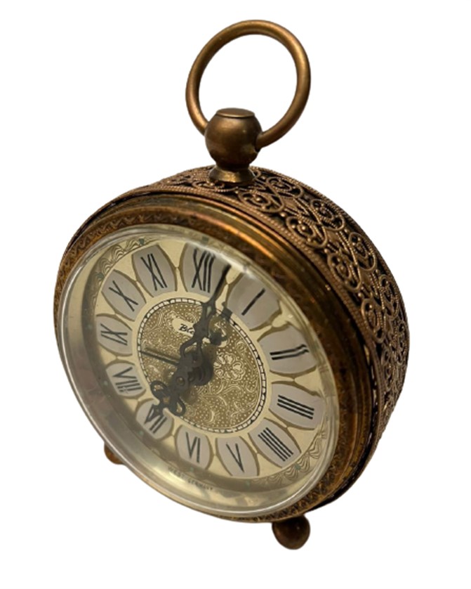 BLESSİNG WEST GERMANY CLOCK YANLARI İŞLEMELİ KURMALI MEKANİK ÇALAR BAŞ UCU SAAT