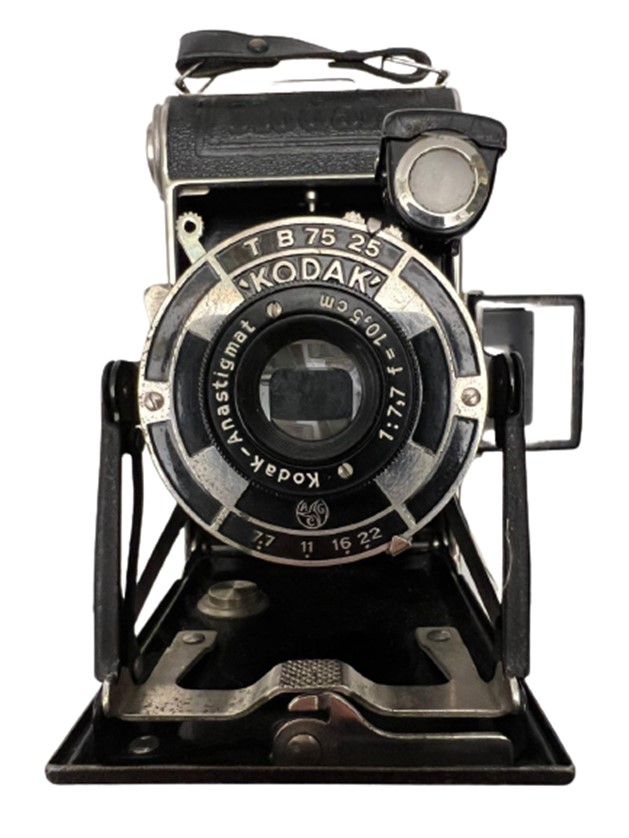 1934 GERMANY KODAK JUNİOR 620 CAMERA VİNTAGE ORİJİNAL DERİ ÇANTASINDA  KÖRÜKLÜ FOTOĞRAF MAKİNESİ