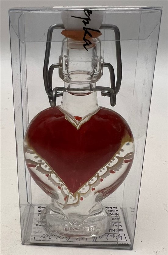 DUNJA  DOMACA RAKİJA CAM ÜJERİ EL BOYAMA KALP İŞÇİLİKLİ 50 ML MİNYATÜR İÇKİ  ŞİŞESİ KAPAGI ACILMAMIŞ DOLU KOLEKSİYON 