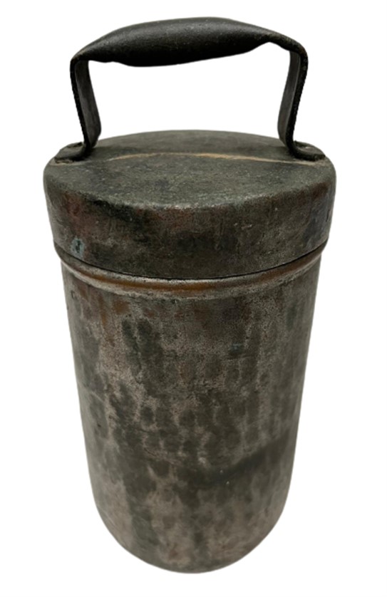 1900 OSMANLI MUTVAGINDA DONDURMA YAPIMINDA KULLANILAN USTA İŞİ DÖVME BAKIR AGZI  KAPAKLI DONDURMA YAPMA İC KABI