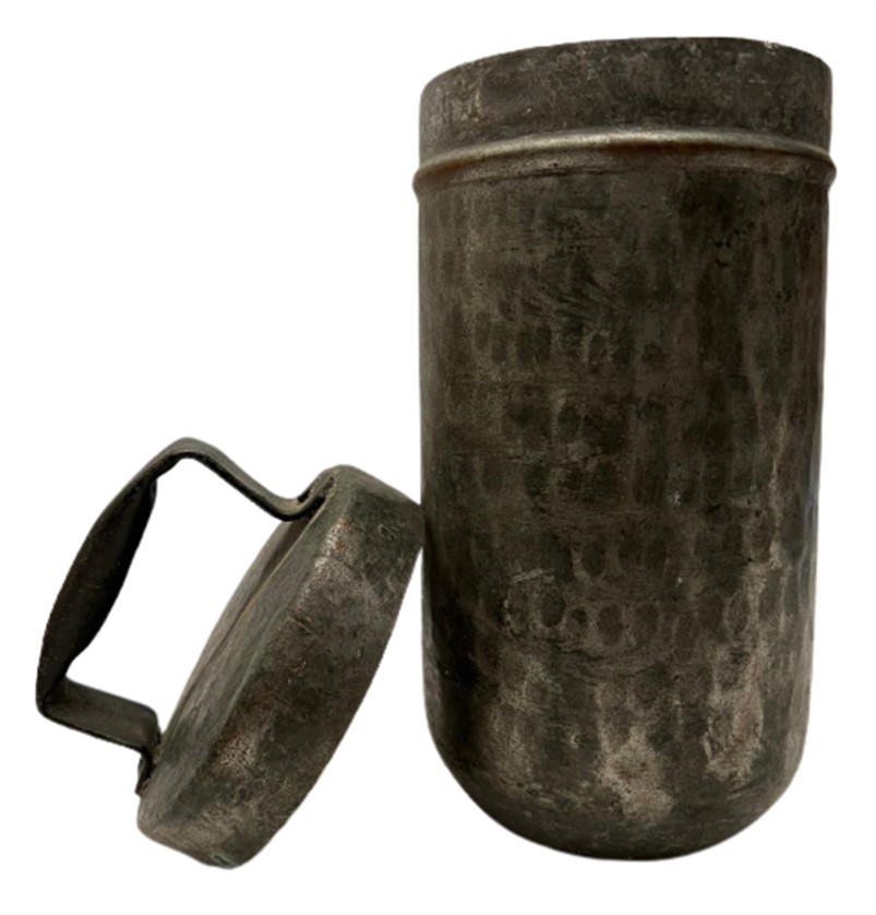 1900 OSMANLI MUTVAGINDA DONDURMA YAPIMINDA KULLANILAN USTA İŞİ DÖVME BAKIR AGZI  KAPAKLI DONDURMA YAPMA İC KABI