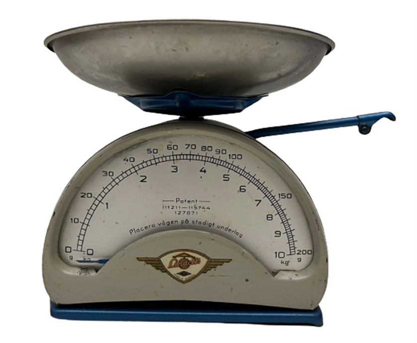 1950 KEFELİ LİNDELLS METAL MEKANİK 10 KG TARTABİLEN KADRANLI İBRELİ  TERAZİ