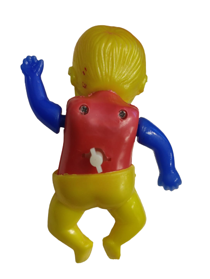 1980 TUNAY OYUNCAKLARI YERLİ KURMALI SUDA KOLLARI HAREKET EDEREK YÜZEN BEBEK GALATASARAY RENKLERİ