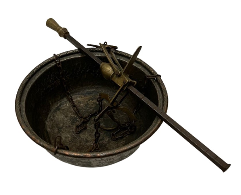 1880 OSMANLI PİRİNC VE  BAKIR TEK ZİNCİRLİ  TEK KEFELİ TOPTANCI TÜCCAR  KANTAR TERAZI