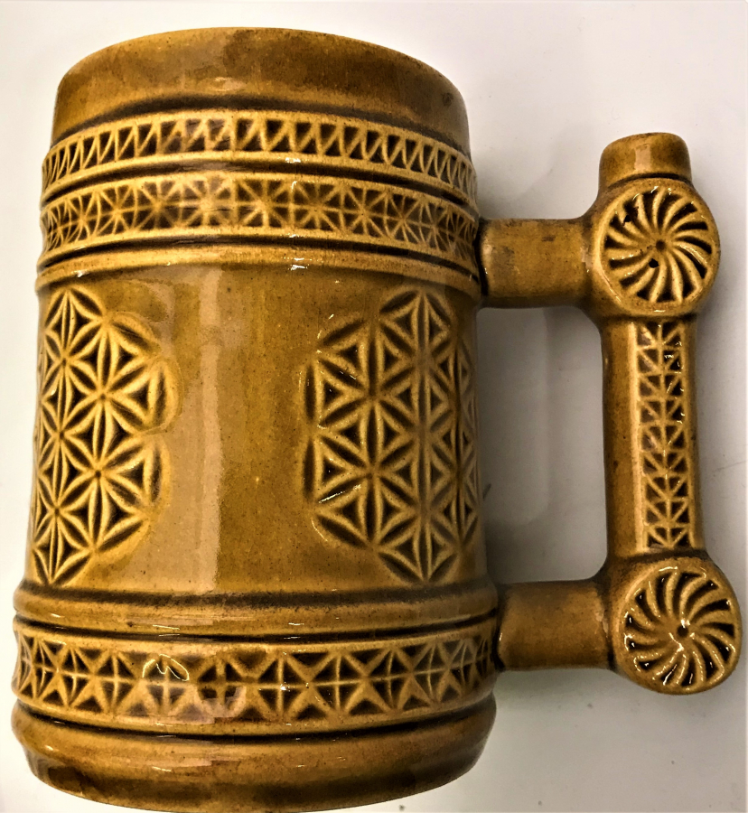 1950 TANKART  FS DAMGALI CİFT İNGİLİZ KİLİNDEN PİŞMİŞ EL YAPIM SIRLI KULPLU  CİFT 