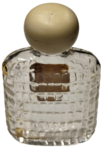 1950 MİNYATUR TRUSSARDI  PARFÜM  KAPAKLI  ŞEFFAF BEYAZ ÜZERİ DESENLİ CAM ŞİŞE