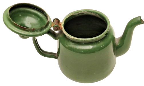 EMAYE UFAK BOY COK SEVİMLİ VE FARKLI FORMDA YEŞİL DEMLİK KAPAKLI CAYDANLIK