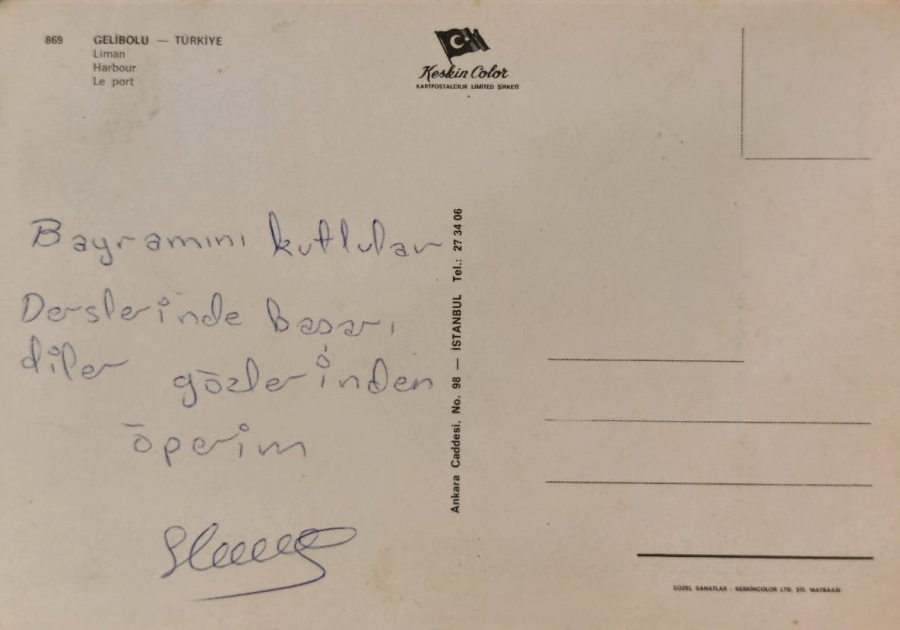 GELİBOLU LİMAN  POSTADAN GECMİŞ YAZILI OFSET BASKI KESKİN COLOR KARTPOSTAL ARKASI YAZILI POSTADAN GEÇMİŞ