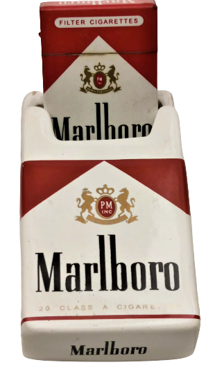 1970 RETRO MARLBORO PORSELEN KÜLLÜK VE MANYETOLU GAZLI ÇAKMAK  TAM TAKIM SIGARA PAKEDİ FORMUNDA