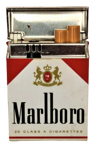 1970 RETRO MARLBORO PORSELEN KÜLLÜK VE MANYETOLU GAZLI ÇAKMAK  TAM TAKIM SIGARA PAKEDİ FORMUNDA