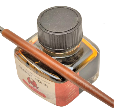 J.HERBIN PARİS MARKA ORANGE INDIEN MÜREKKKEP CAM KALEMLİKLİ HOKKA VE DİVİT KALEM UCU 
