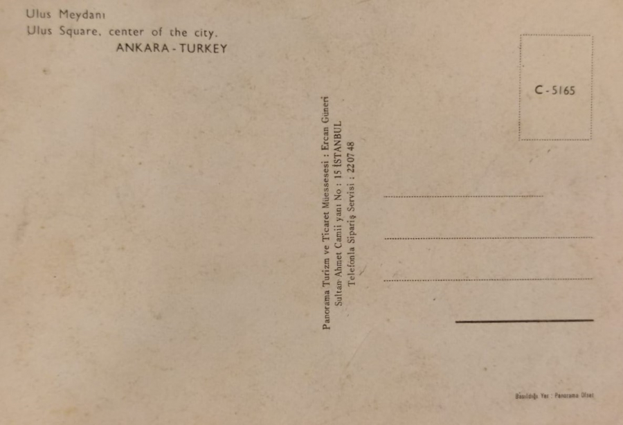 ULUS MEYDANI ANKARA PANORAMA OFSET KARTPOSTALLARI ARKASI YAZISIZ