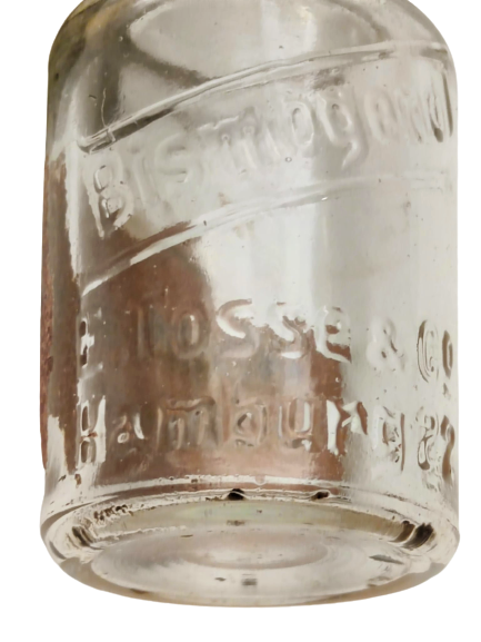 470 KÖNİGSBERG MANTAR TIPALI ESKİ CAM YAPMA ŞURUP ŞİŞESİ E. TOSSE & CO HAMBURG19.YÜZYIL SONLARI