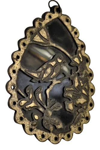 1910 OSMANLI ARMUDİ TARZDA TAMAMEN TESTERE EL İŞİ KOLYE UCU OLTU TAŞI UZERİNE GÜMÜŞ İŞ