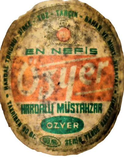 ÖZYER HARDAL ETİKETLİ CAM  BARDAK HARDAL KABI KÖŞELİ CAM BARDAK İÇERSİNDE SATILAN HARDAL KABI İÇERSİ BOŞTUR