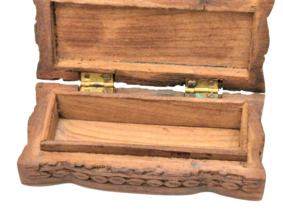 EL İŞCİLİKLİ GÜL  AGACINDAN YAPILMIŞ AHŞAP KAPAKLI KUTU
