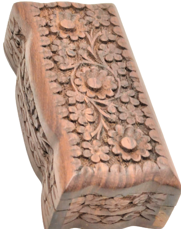 EL İŞCİLİKLİ GÜL  AGACINDAN YAPILMIŞ AHŞAP KAPAKLI KUTU