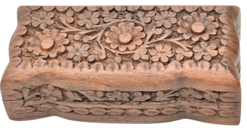 EL İŞCİLİKLİ GÜL  AGACINDAN YAPILMIŞ AHŞAP KAPAKLI KUTU