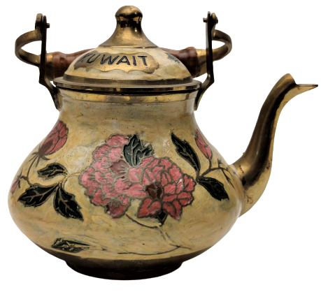 ÜZERİ SICAK MİNELİ CİCEK DESENLİ EL EL İŞCİLİKLİ PİRİNC KUWAIT KAPAKLI CAYDANLIK