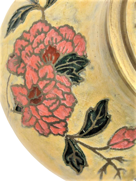 ÜZERİ SICAK MİNELİ CİCEK DESENLİ EL EL İŞCİLİKLİ PİRİNC KUWAIT KAPAKLI CAYDANLIK