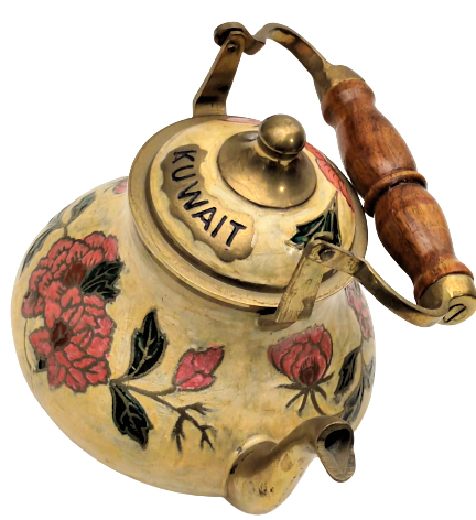 ÜZERİ SICAK MİNELİ CİCEK DESENLİ EL EL İŞCİLİKLİ PİRİNC KUWAIT KAPAKLI CAYDANLIK