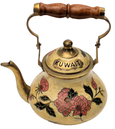 ÜZERİ SICAK MİNELİ CİCEK DESENLİ EL EL İŞCİLİKLİ PİRİNC KUWAIT KAPAKLI CAYDANLIK