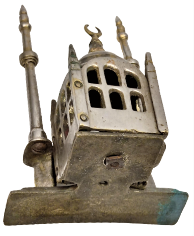 CİFT MİNARELİ PİRİNC KROM KAPLAMA VİDALI DEMONTE CAMİİ GECE LAMBASI 