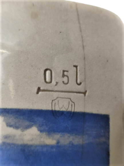 1977 RASTAL GERMAN BEER STEIN GRENZHAUSEN TANKART ÜZERİ RESİMLİ KULPLU KUPA  0,5L