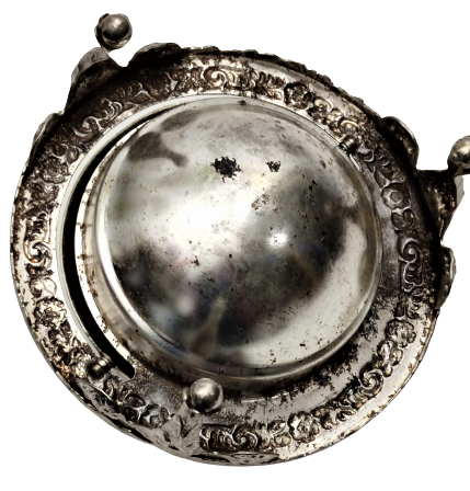 1950 İNGİLİZ VİKTORYA DÖNEMİ METAL GÜMÜŞ KAPLAMA AYAKLI ACILIR KAPANIR KAPAKLI TERAYAG HAVYAR KABI