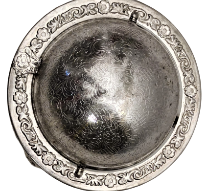 1950 İNGİLİZ VİKTORYA DÖNEMİ METAL GÜMÜŞ KAPLAMA AYAKLI ACILIR KAPANIR KAPAKLI TERAYAG HAVYAR KABI