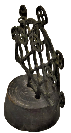 1960 EL YAPIMI ÖZEL TASARIM HİTİT GUNEŞİ  AHŞAP KAİDE ÜZERİNDE BRONZ EL SANATKARLARI MUESSESESİ 