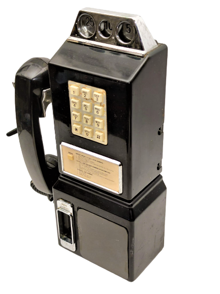 1980 PAYPHONE JR TELECONCEPTS JETONLU RETRO UMUMİ  ANKESÖRLÜ TELEFON  KLASİK VİNTAGE DUVARA MONTE SİYAH