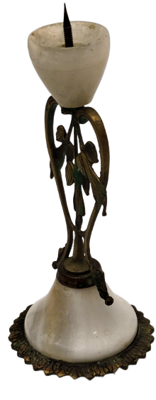 ŞAMDAN PİRİNC İŞLEMELİ CİCEK YAPRAKLARI  ALT VE UST ONIKS MERMER MUMLUK