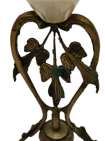 ŞAMDAN PİRİNC İŞLEMELİ CİCEK YAPRAKLARI  ALT VE UST ONIKS MERMER MUMLUK