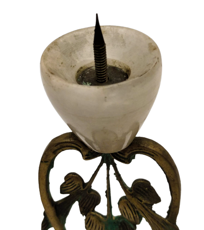 ŞAMDAN PİRİNC İŞLEMELİ CİCEK YAPRAKLARI  ALT VE UST ONIKS MERMER MUMLUK