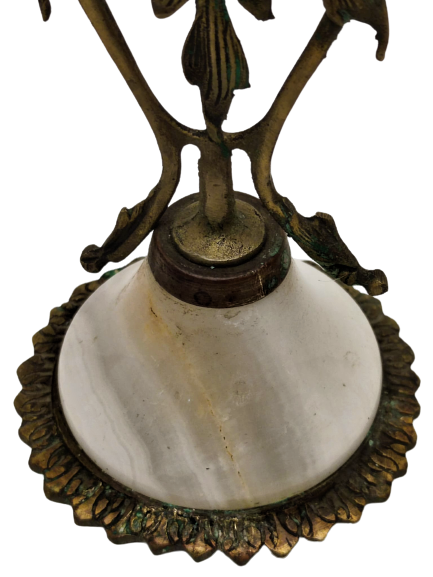 ŞAMDAN PİRİNC İŞLEMELİ CİCEK YAPRAKLARI  ALT VE UST ONIKS MERMER MUMLUK