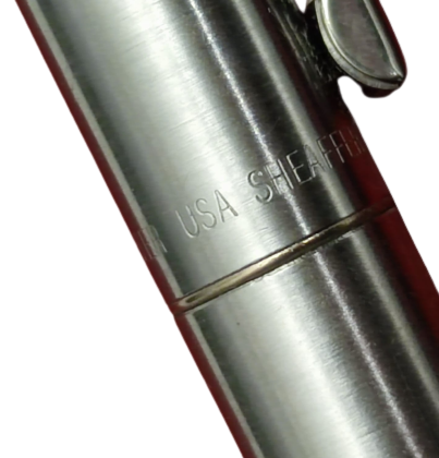 USA SHEAFFER BEYAZ KROM OTOMATIK TÜKENMEZ VE KURŞUM KALEM ORJİNAL KUTUSUNDA ÜZERİ AKCAMSA YAZILI