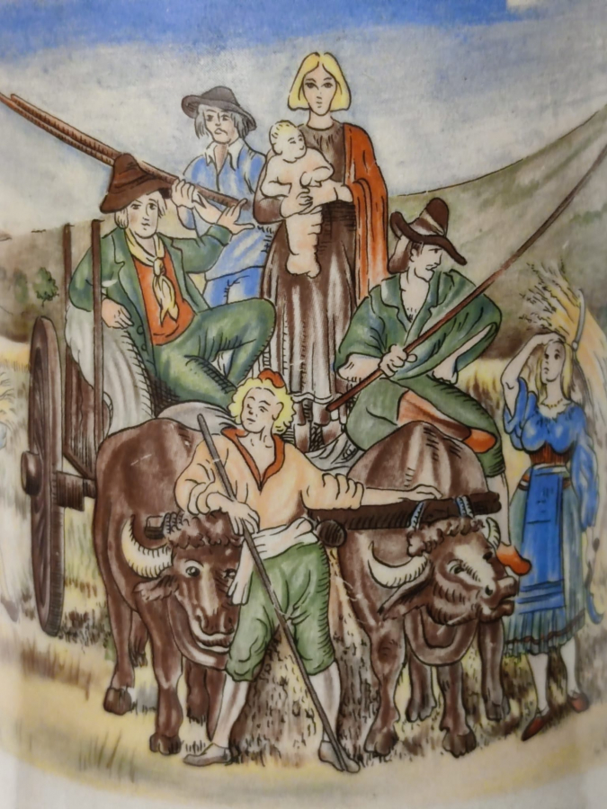 1977 RASTAL GERMAN BEER STEIN GRENZHAUSEN TANKART ÜZERİ RESİMLİ KULPLU KUPA  0,5L