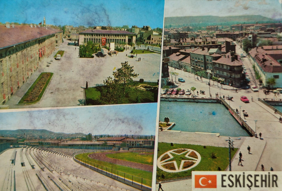 1970 ESKİŞEHİR PARCALI KARTPOSTAL POSTADAN GECMİŞ RENKLİ OFSET BASKI 