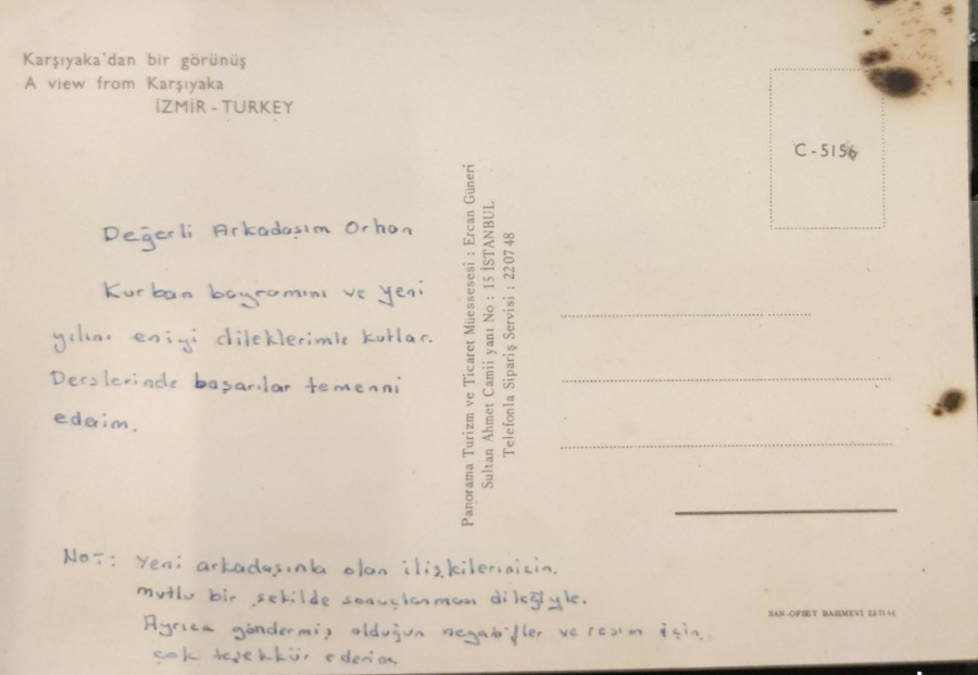 1970 İZMİR KARŞIYAKA OFSET BASKI ARKASI YAZILI POSTADAN GECMİŞ KARTPOSTAL