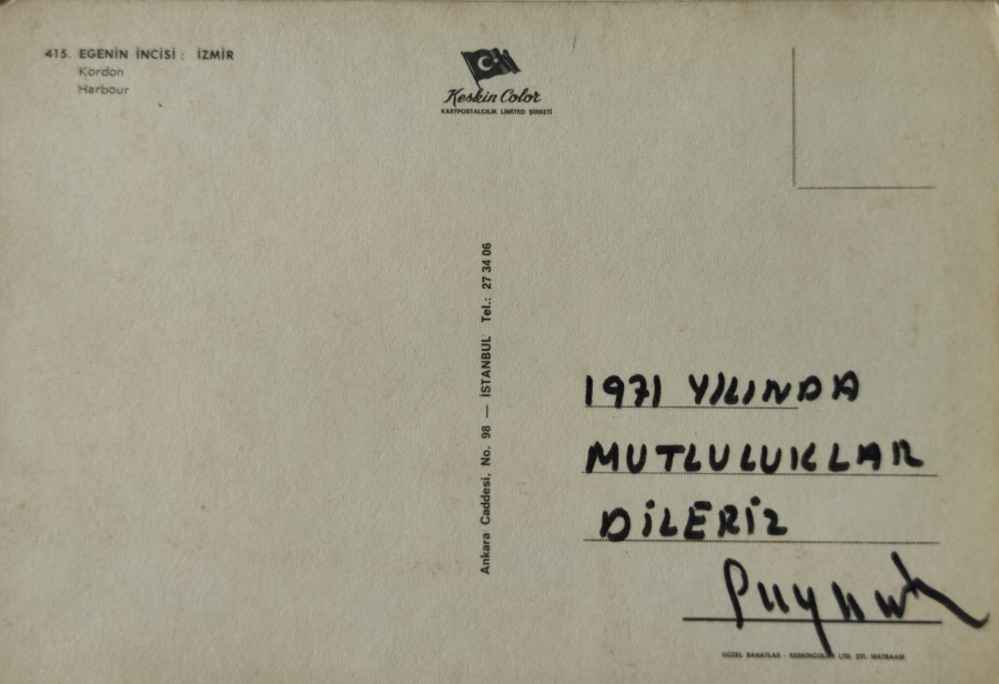 1970 İZMİR RENKLİ OFSET BASKI ARKASI YAZILI POSTADAN GECMİŞ KARTPOSTAL