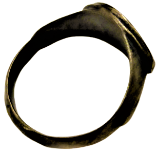 SELÇUKLU BRONZ EL YAPIM KÜFİ  TARZDA ALLAH YAZILI YÜZÜK 19 MM ÇAPINDA NADİR EŞSİZ BİR EL YAPIM 