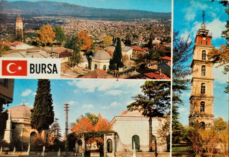 1970 BURSA PARCALI KARTPOSTAL ARKASI YAZILI RENKLİ OFSET BASKI 