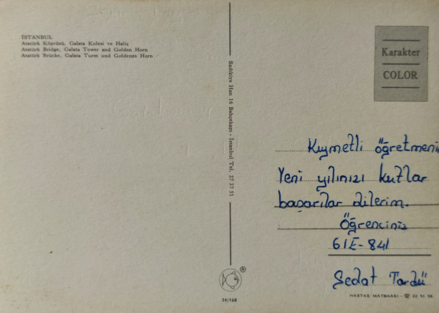 1970 İSTANBUL VE GÜZELLİKLERİ ATATÜRK KÖPRÜSÜ GALATA KÜLESİ VE HALİC RENKLİ KARTPOSTAL 